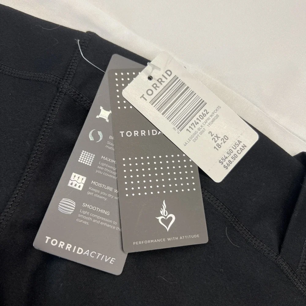 NEW 2X 18W 20W Torrid Active High Rise Capri Swim Legging Bottoms Black Plus NWT - Picture 4 of 6